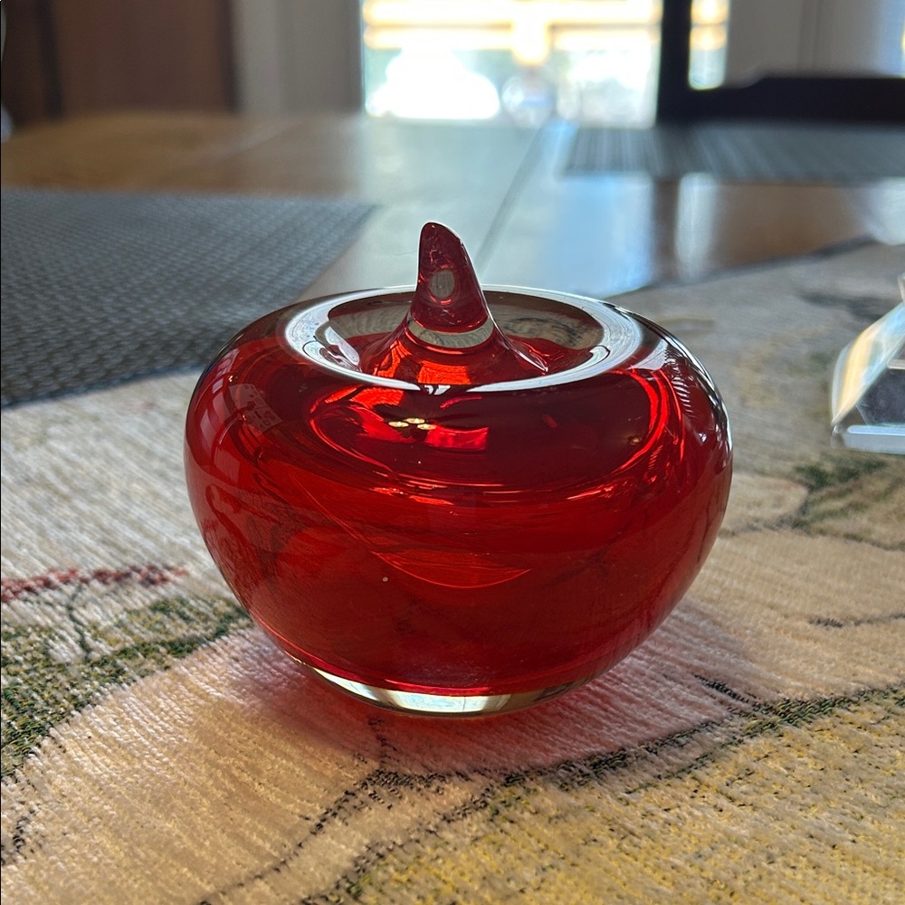 Red Glass Apple Paperweight - Picture 2 of 5